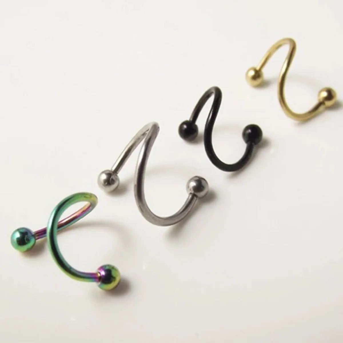 Stainless Steel Nose Ring Piercing Horseshoe Spike Septum Lip Tragus Helix Piercings Body Hip Hop