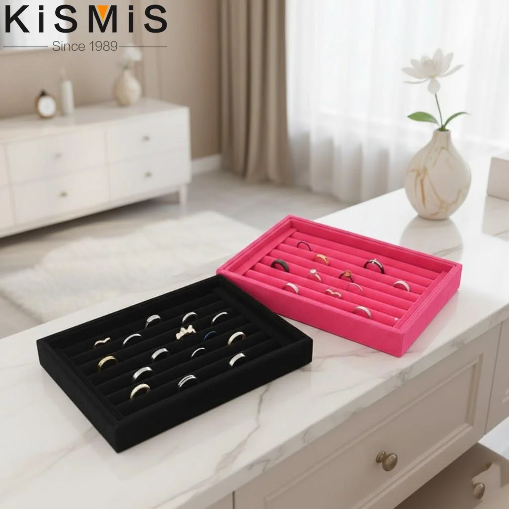 Velvet Suede Jewelry Box Organizer Earring Display Stand Holder Rack Showcase Plate Storage Case