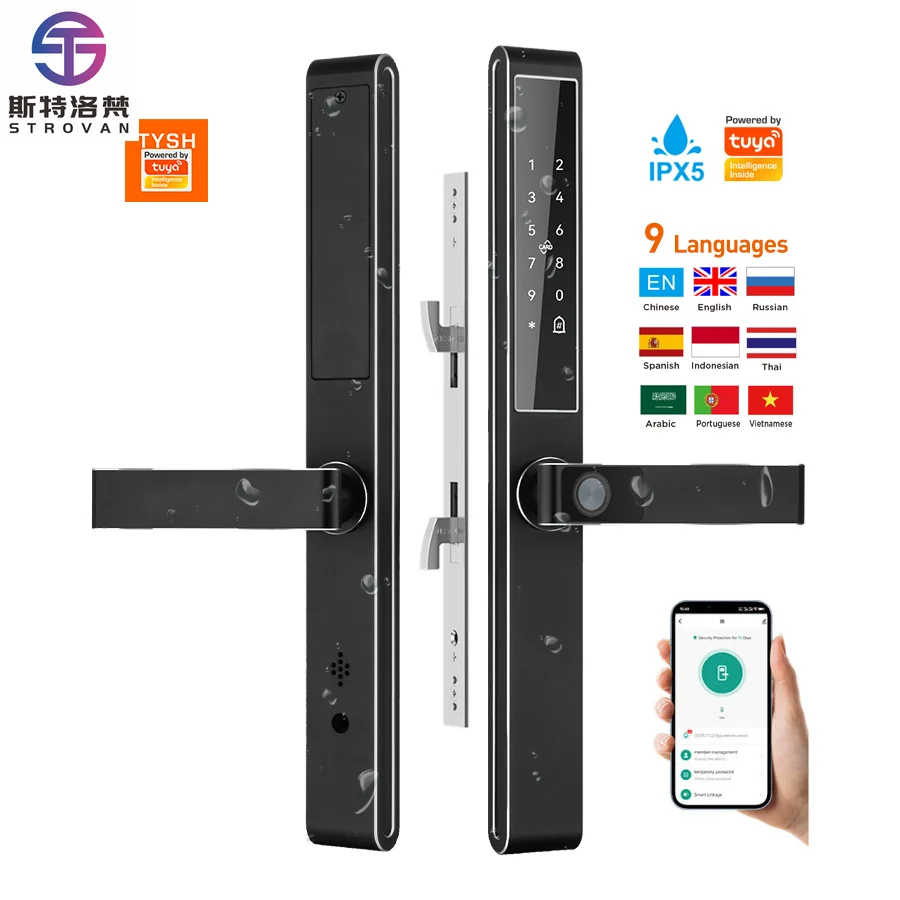 

STLF Ipx5 Waterproof Outdoor Aluminum Sliding Door Lock Digital Password Tuya Wifi Biometric Fingerprint Security Smart Lock