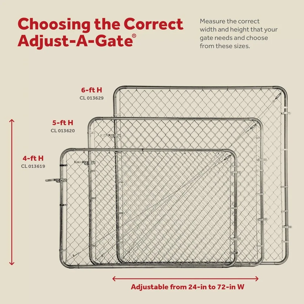 Adjust-A-Gate Chain Link Fence Gate مع إطار دائري، يناسب 24-72 بوصة. الفتحات وما يصل إلى 12 قدم. - تعزيز خارجي عالي التحمل #5