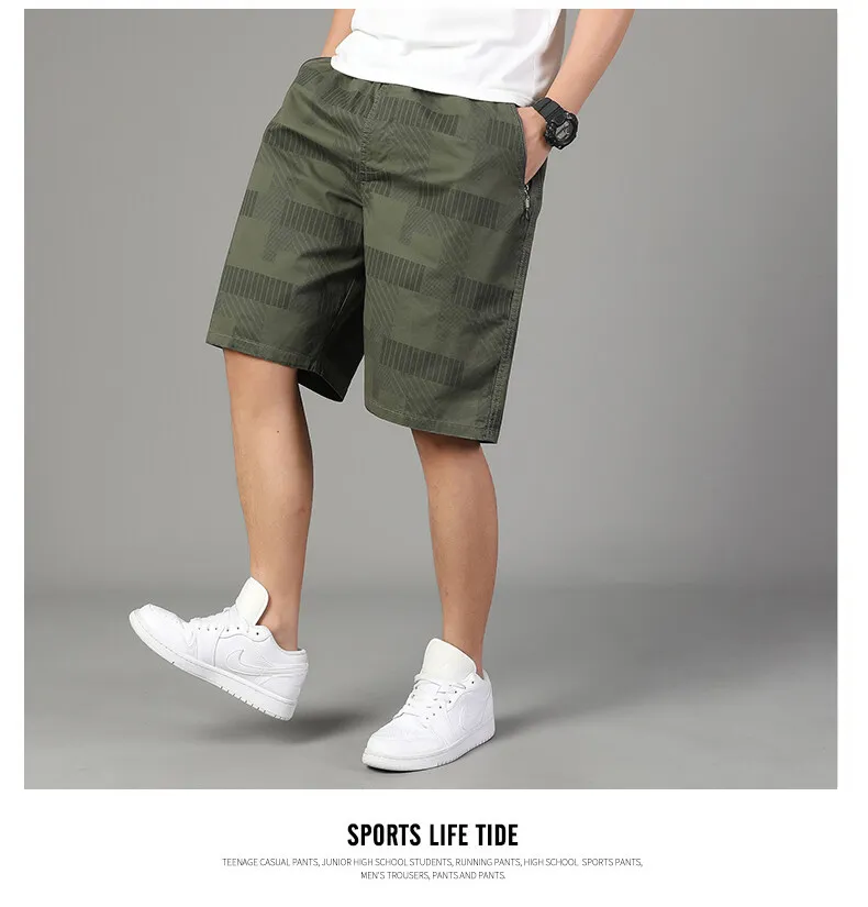 Große Größe Herren Casual Shorts Sommer leichte Shorts Outdoor-Sport Cool atmungsaktiv Strand entspannte Passform Baumwolle Cargo-Shorts – Detail 3