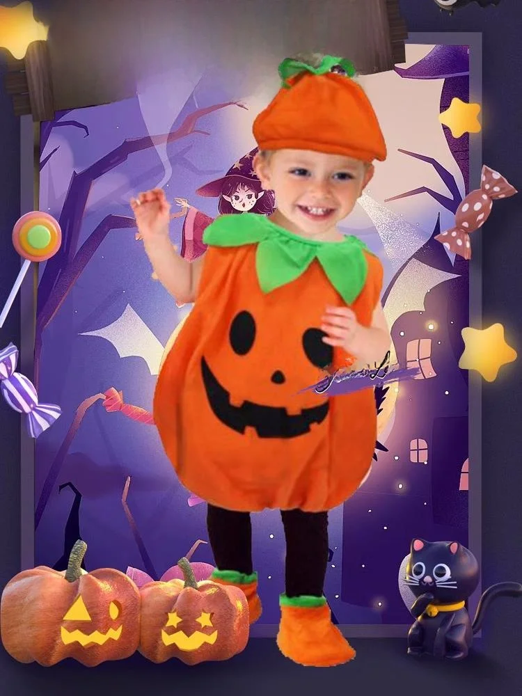 أزياء أداء الهالوين للأطفال على شكل يقطين وخضراوات كرتونية على شكل حيوانات دعائم للأولاد والبنات ملابس أداء لرياض الأطفال