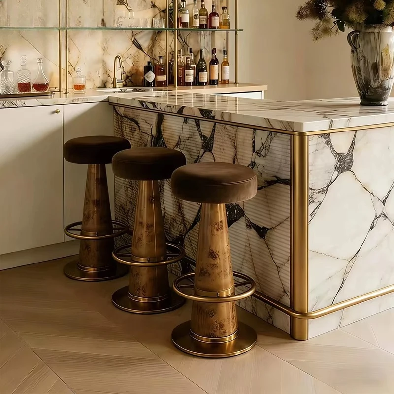 

Solid wood metal veneer bar stool, restaurant kitchen hotel bar chair