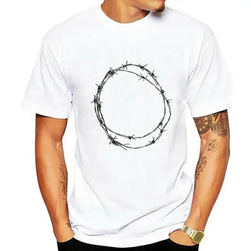 Humor Cotton Oversized T Shirts Vintage Short Sleeve Barb Wire Shirt Beach Man
