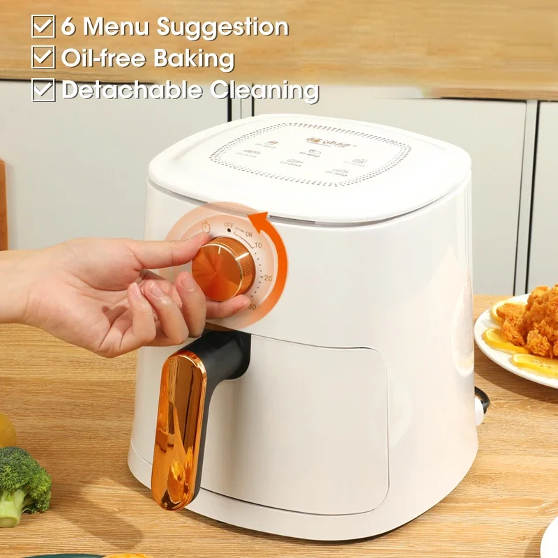 4L Electric Air Fryers Oil-free Automatic Household Kitchen 360°Baking Convection Health Fryer Cooker LargeCapacity French Fries