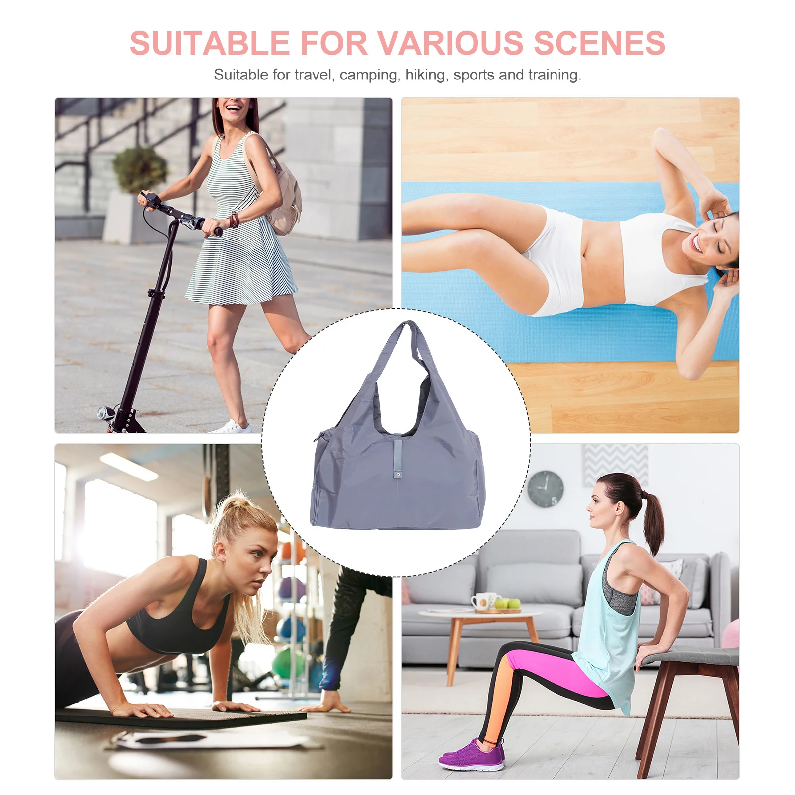 Blue Waterproof Travel Gym Bag Large Capacity Shoulder Handbag with Shoes Compartment Wet Dry Separation Fitness Yoga Sports