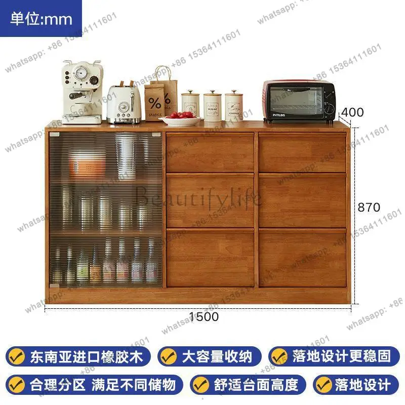 LS solid wood dining side tea cabinet living room coffee against the wall storage household cabinet antique style