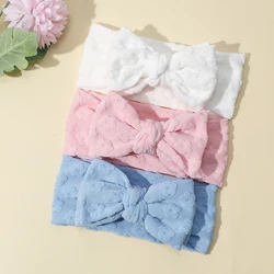 Solid Flower Bow Headband for Baby Girls Elastic Nylon Hair Bands Handmade Newborn Cute Turban Kids Headwear Hair Accessories