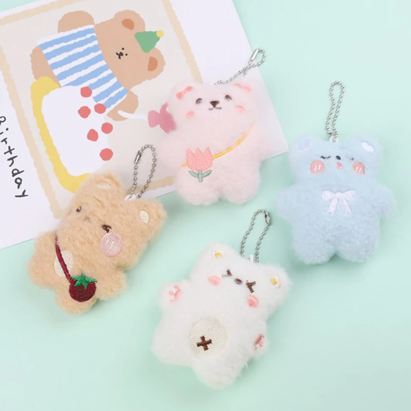 Cute Little Bear Plush Doll Pendant Bag Pendant Stuffed Soft Cartoon Keychain Decoration Creative Key Ring Birthday Gift