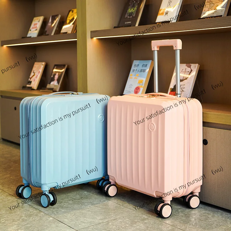 Solid color 18-inch boarding suitcase, new high-value trendy men's and women's suitcase, simple fashion password tie rod