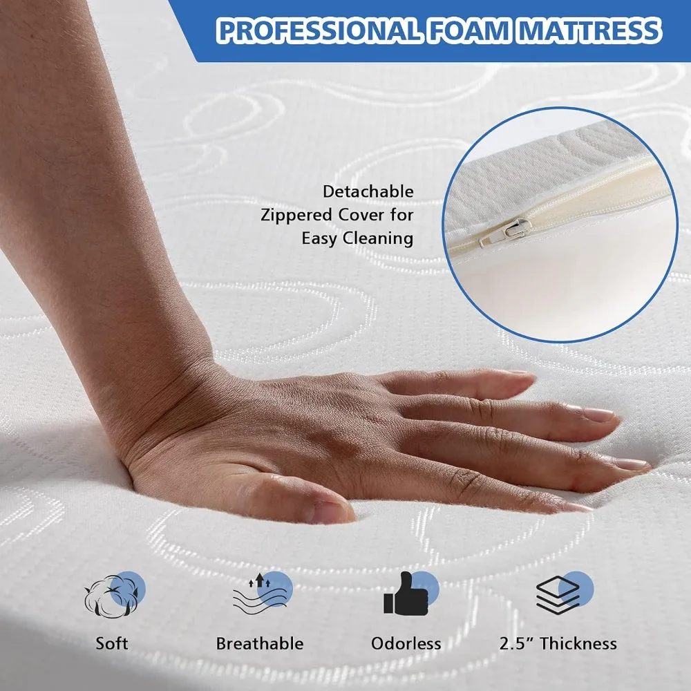 접이식 오토만 슬리퍼 체어 매트리스 포함: 작은 거실 속 손님용 라운지를 위한 변형 가능한 소파 침대