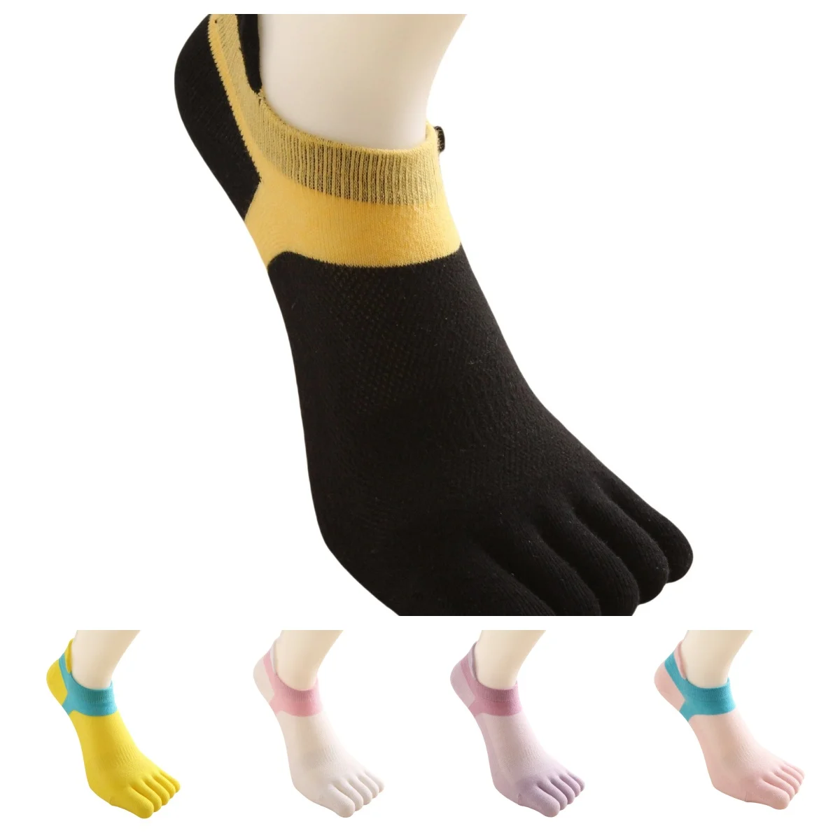 

5 Pairs Women Cotton Low Cut Toe Socks Non Slip Toe Separator Sports Short Socks