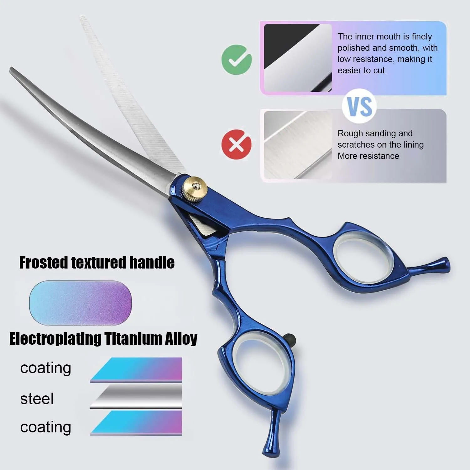 Up Curved Pet Grooming  Scissors Dog Hair Stainless Steel Dog Scissors Pets Shears Animal Cutting Feet Ear Eye Hair Trimming