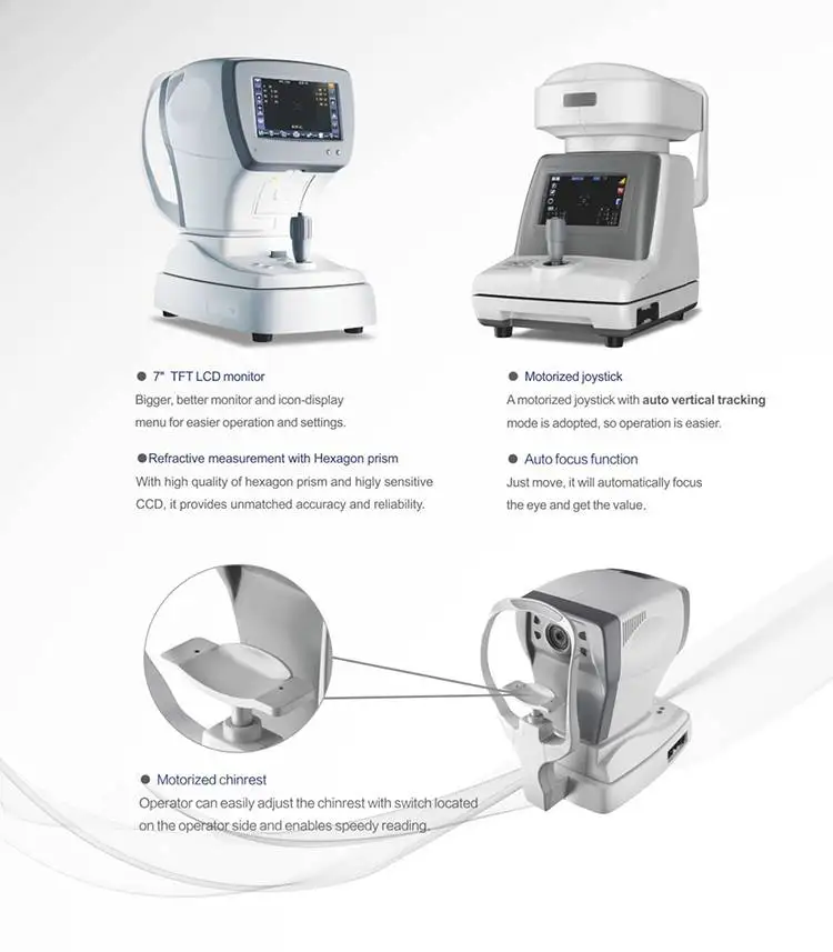 Auto Digital Refractometer Autorefractor With Keratometer 7 Inch TFT Touch Screen Eye Auto Refractometer Keratometer Optometry