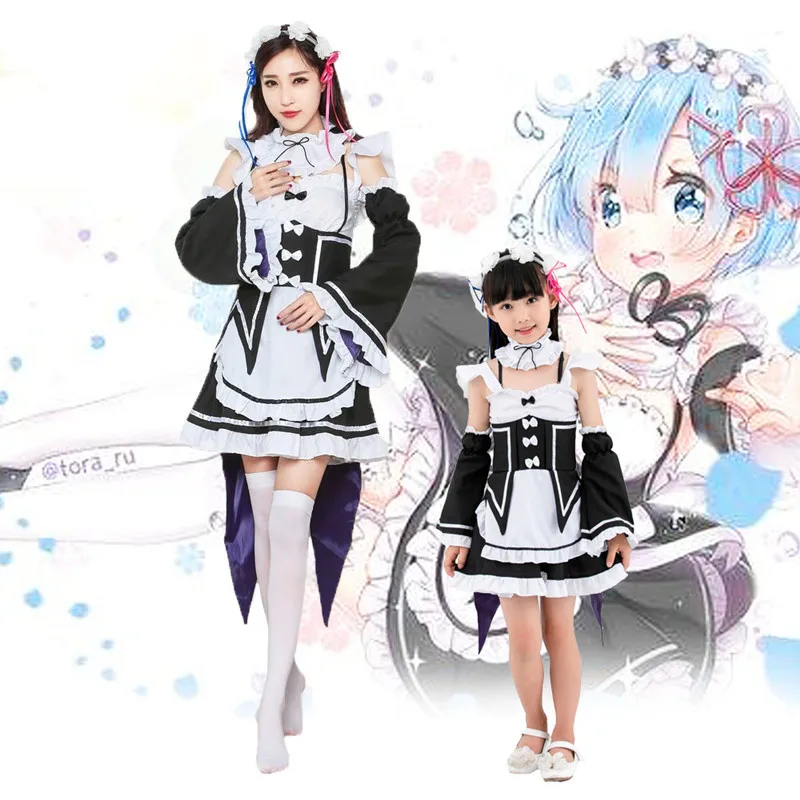 

Ram Rem Cosplay Costume Maid Servant Dress Headwear Re:zero Kara Hajimeru Isekai Seikatsu Re Life In a Different World Costumes