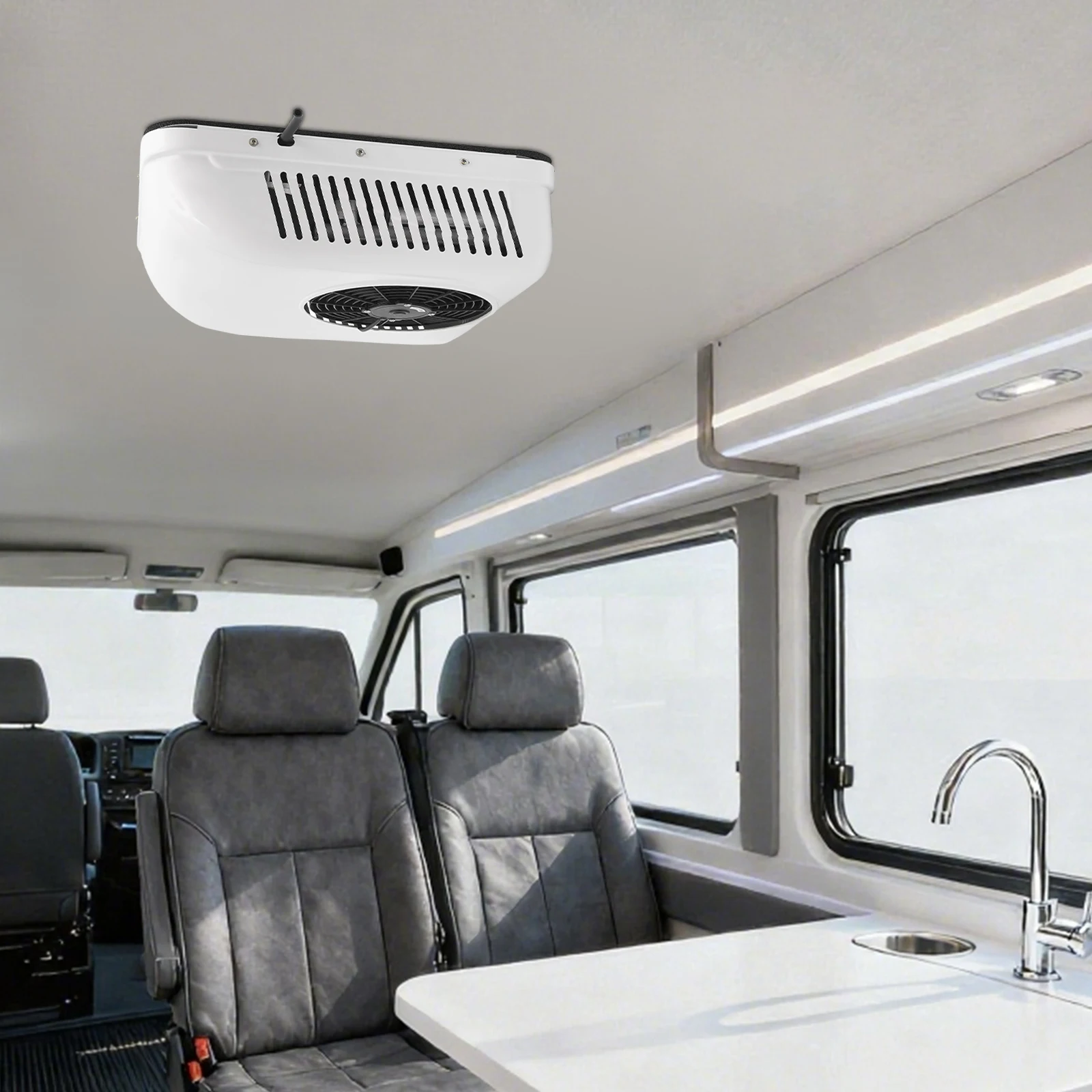 مكيف هواء على السطح 12 فولت 6000 وحدة حرارية بريطانية لتدفئة التبريد لحافلة شاحنة RV مع جسم من سبائك PP ضوضاء 40 ديسيبل منخفضة #6