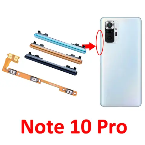 For Xiaomi Redmi Note 10 Pro Phone New Volume Button Up Down Key Internal Flex Cable Part For Note 10 Pro Black Blue Gold