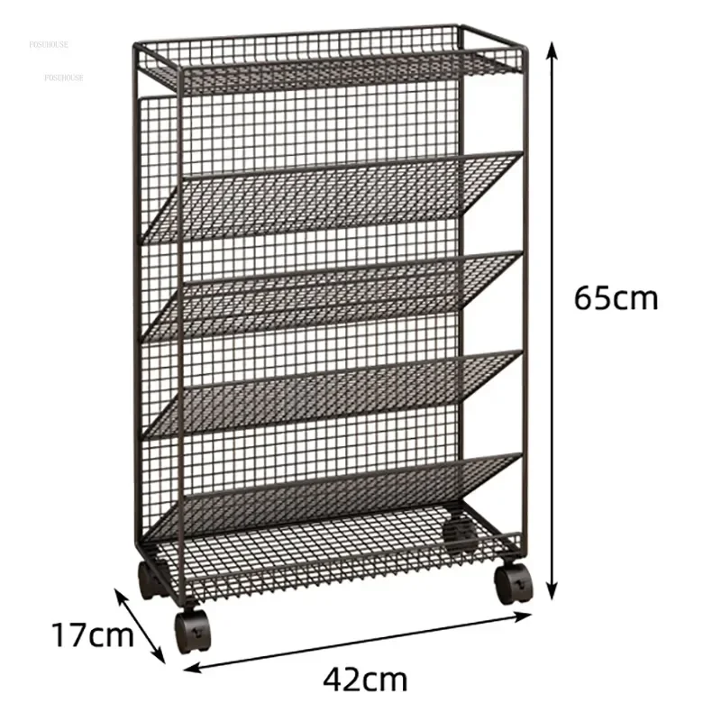 Estantería de suelo con ruedas para niños, estantes de almacenamiento de libros móviles, muebles para niños, escritorio lateral Simple