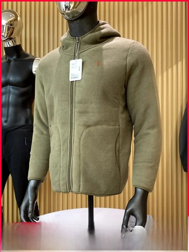 

Thiened Fce Cosite Lamb Velvet Warm Windproof Autumn Winter Couple's Hooded Jaet Men's Stand Fit Polyester Fiber