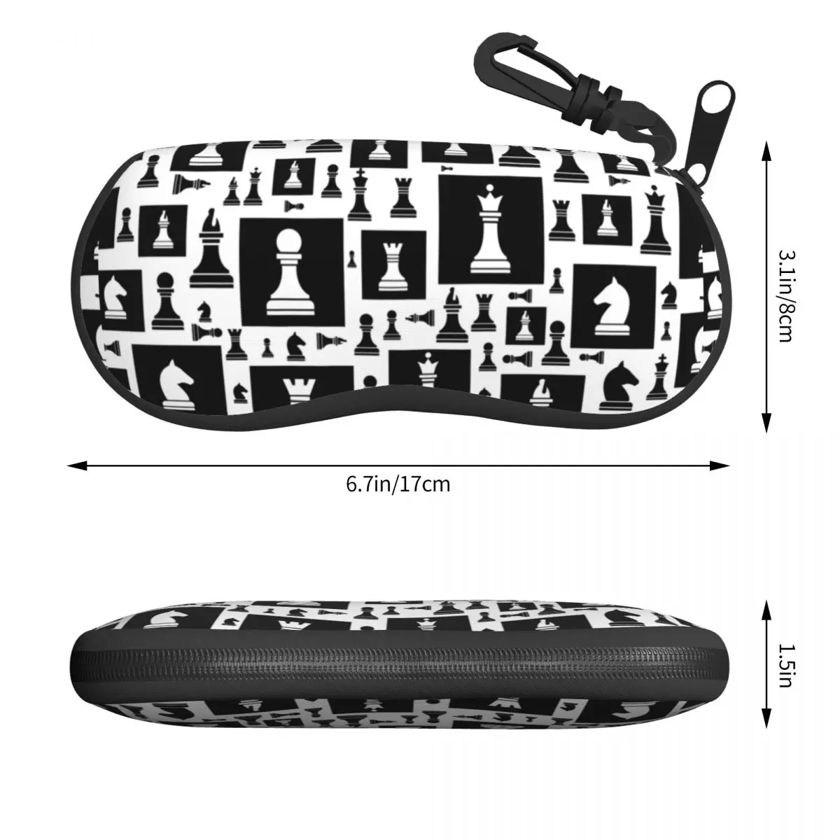 Custom Chess Pieces Pattern Glasses Case Cool Chess Lover Chessboard Shell Eyeglasses Case Sunglasses Box