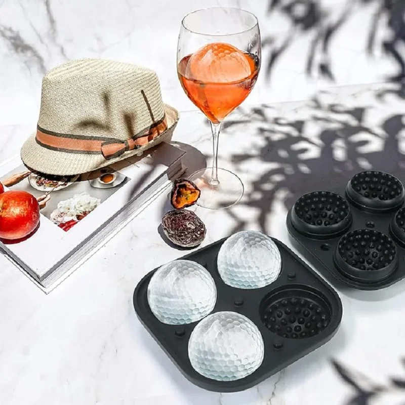 Golf Silicone Ice Ball Round Mold Whiskey Special 4 Golf Ice Grid Mold Kitchen Tools