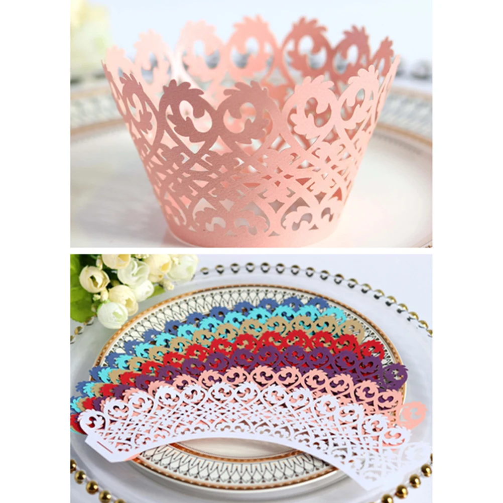 

50 Pcs Cake Cupcake Wrappers Wrappers Cupcake Lace Muffin Lace Muffin Wrapping Baking Pink Paper Edges For