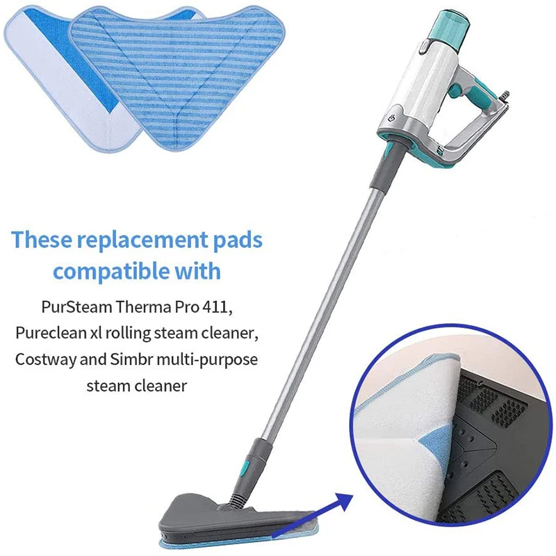 Almohadillas de repuesto para fregona de Tres Esquinas para Limpiador de vapor rodante Pursteam Thermapro Elite 12 en 1 Pureclean XL (6 paquetes)