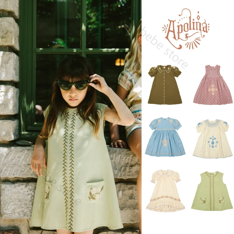 

Girls' dress 23 summer idyllic girl heavy industry haute couture embroidery bag children's skirt princess dress Apolina