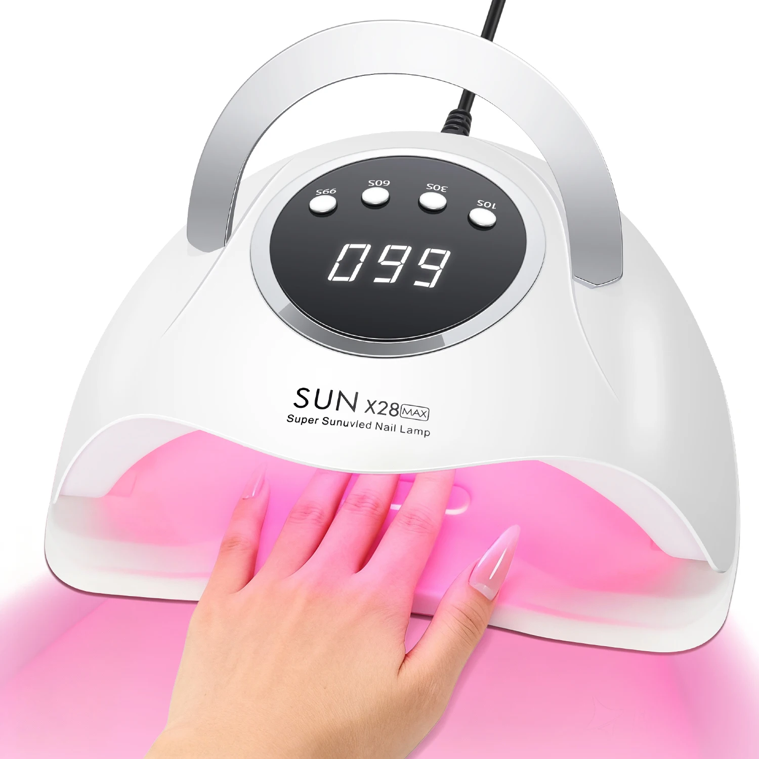 380W UV LED Asciugatrice per unghie Macchina per unghie 90LED Gel Polish Curing Lampada per manicure con manico Luci rosse Lampada per unghie per salone