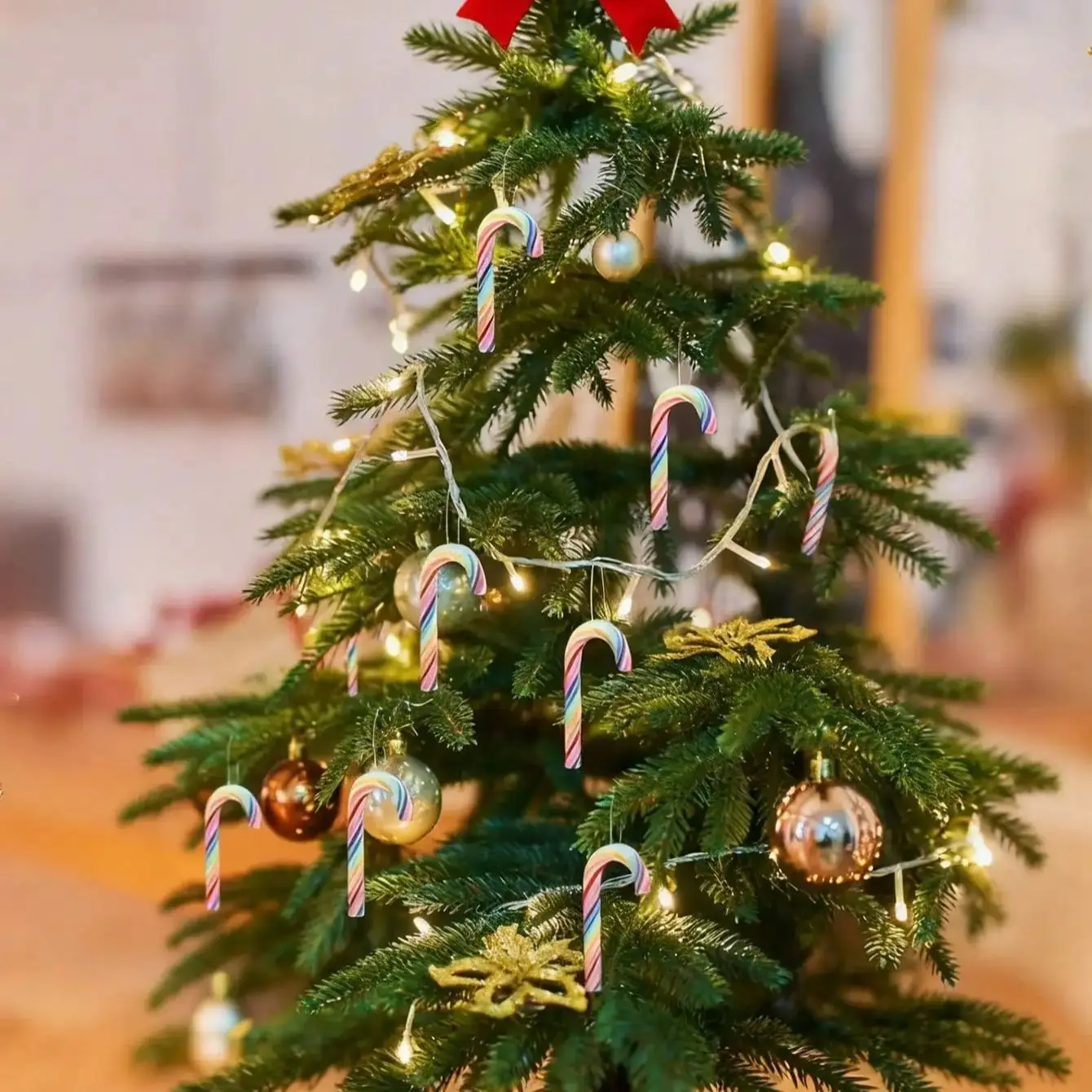 30 قطعة من قصب الحلوى الملونة بحجمين لتزيين عيد الميلاد لطاولة العطلات ومزهرية متناثرة وحشو الحرف اليدوية