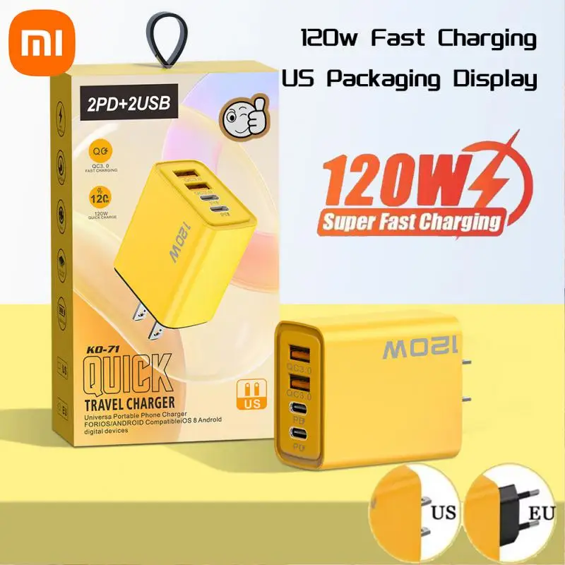 Xiaomi 120W Charger Fast Quick Charging PD QC 3.0 USB Type C Charger Fast Charging EU/US/UK Plug Adapter For Samusng iphone 120W