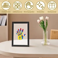 Family Handprint WoodPhoto Frame Kit Handmade Keepsake Clear Baby DIY Footprint Handprint Footprint Souvenir for Family Baby Pet 5