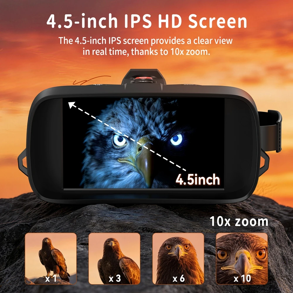 Professional 4K Infrared Telescope 4.5-inch Digital IPS Rangefinder Night Vision Device Scope for Outdoor Research Exploration