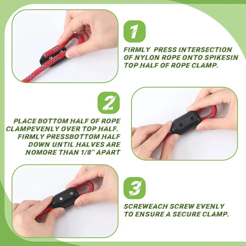 4 Pcs 5/8 Inch Rope Clamps Large Reusable Rope Clamp Black Plastic Rope Connector Clamp Suitable For 11-12 Mm Nylon Rope