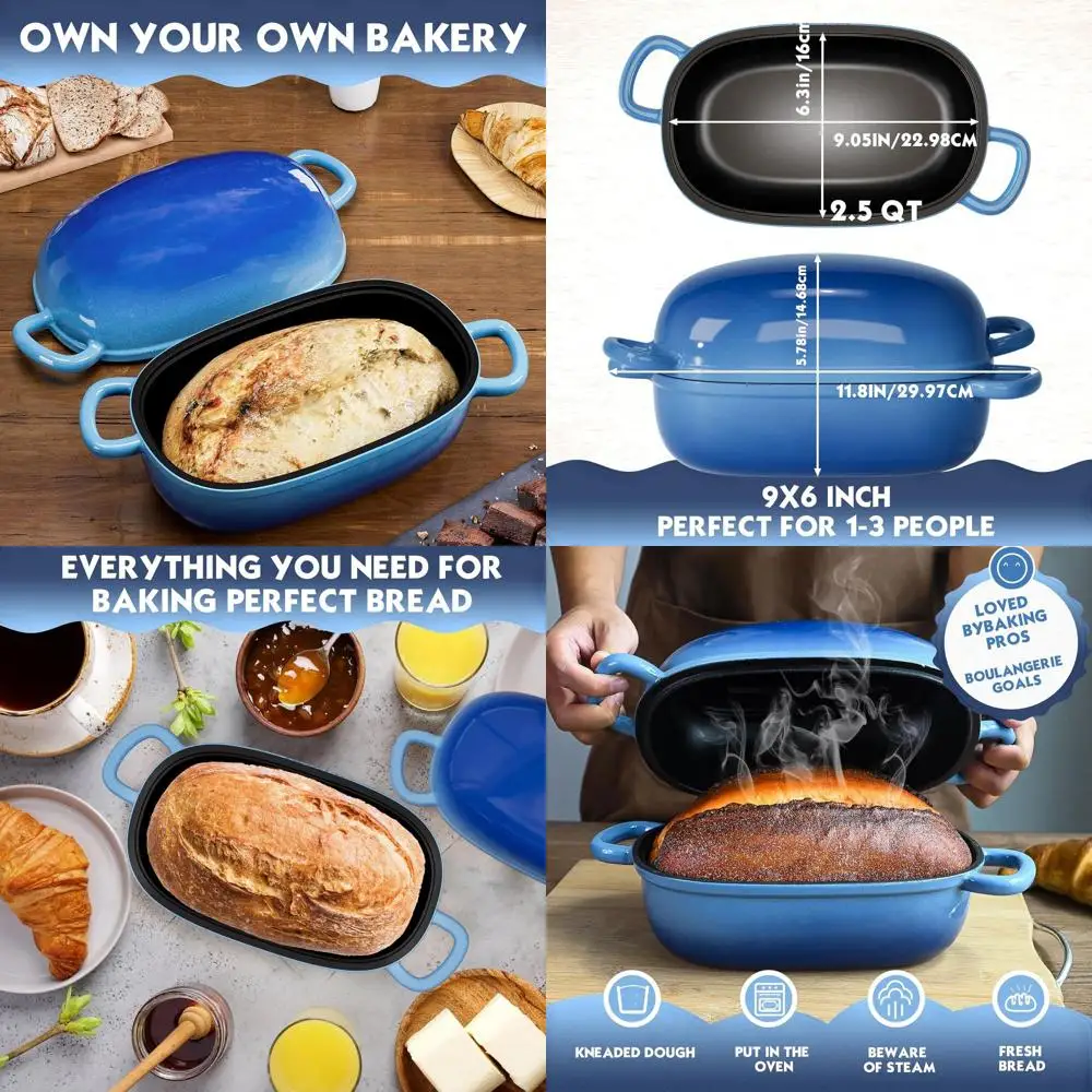 

2.5 Quart Cast Iron Bread Pan for Homemade Baking with Banneton and Proofing Basket