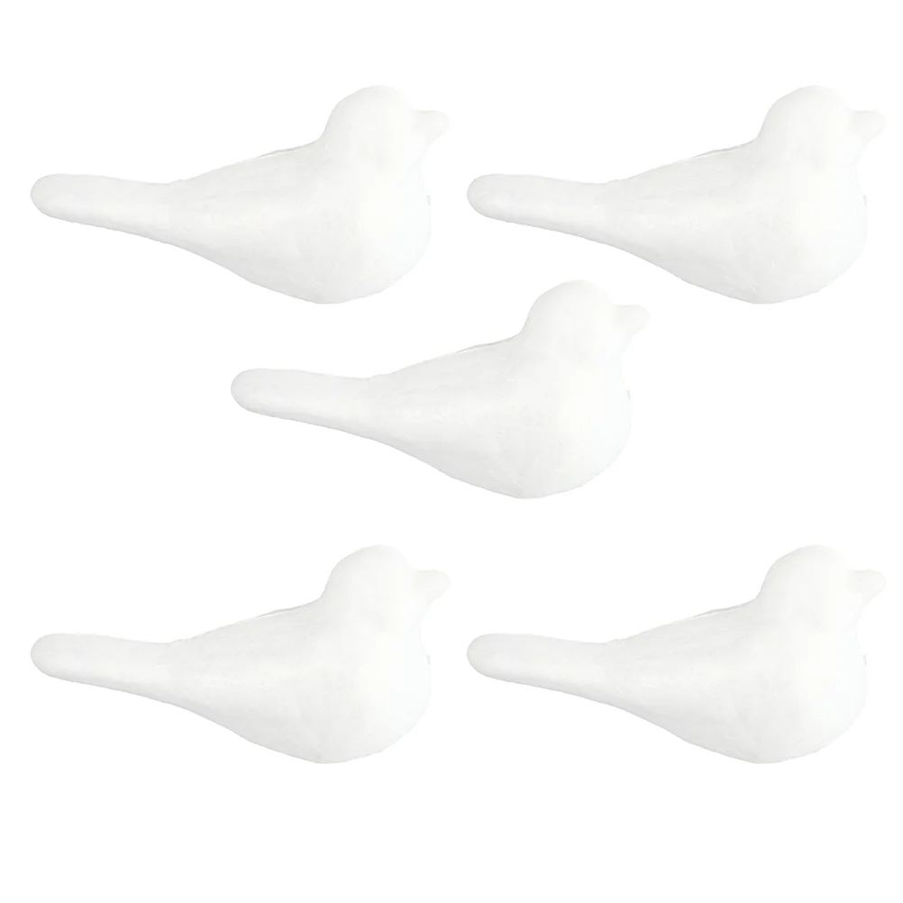 5 Pcs White Body Bird Simple Foam Birds DIY Painting Modeling Birdie Props Craft Halloween Foaming Shaped Mold Child