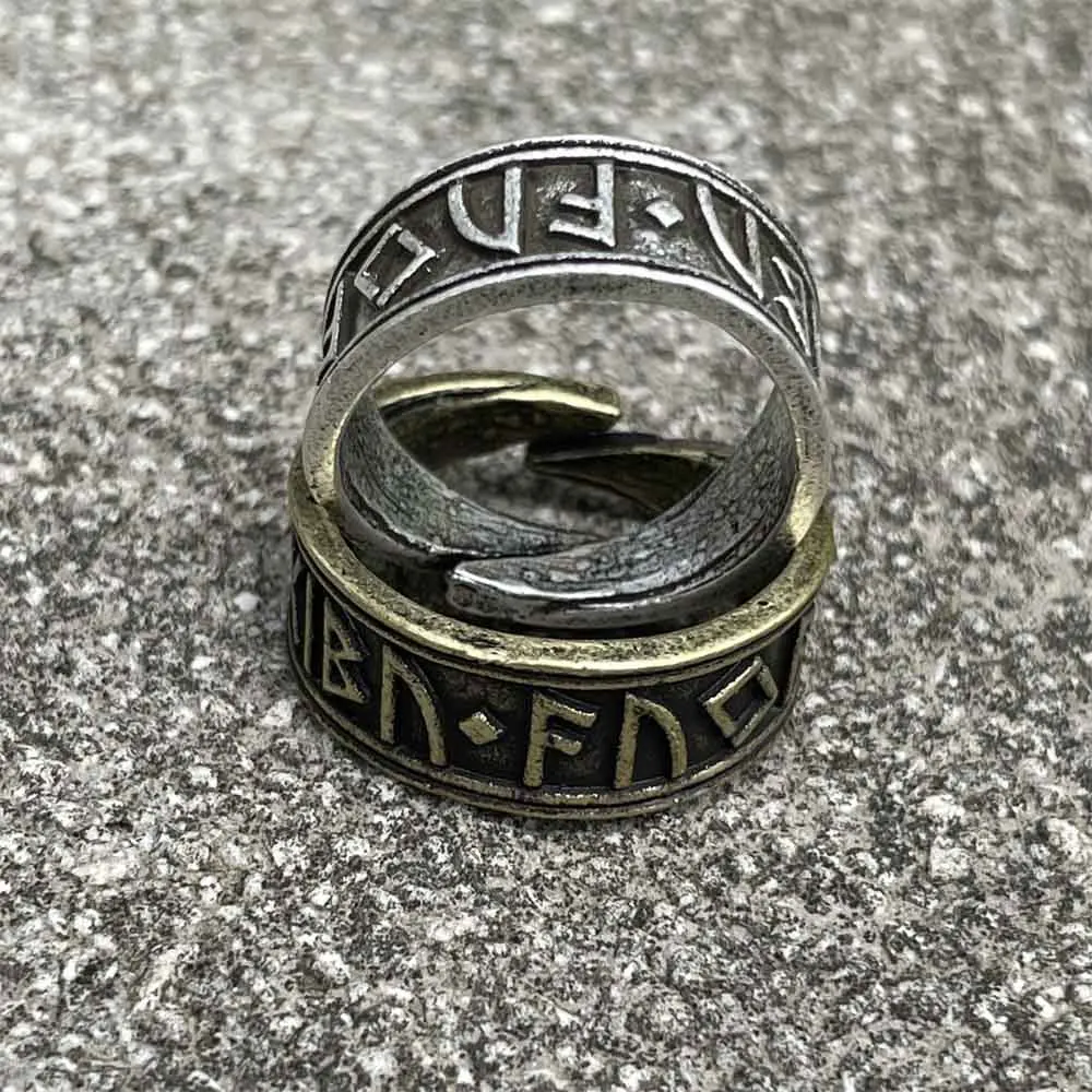 Nostalgia Open Adjustable Viking Steampunk Norse Runes Jewelry Mens Rings