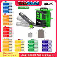 HILDA Laser Level 2 lines/5 Lines 360 Automatic Leveling Level Construction Tool Equipment Green Light Cross Laser Good Gift