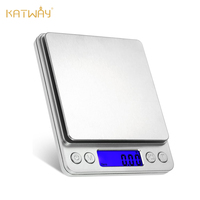 KATWAY Jewelry Kitchen Balance Electronic Weight Scales 3kg 0.1g with 2 Trays, Pocket Case Digital Scale 500g 0.01g HH-AA95