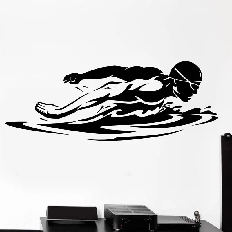 

Swim Wall Sticker Car Swimmer Decal Swimming Posters Vinyl Wall Decals Decor Mural