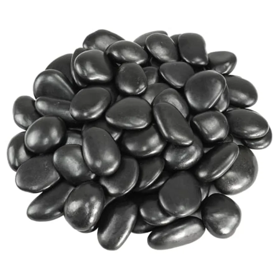 

Large River Rocks for Landscaping, 0 Black Pebbles for Indoor Plants, Decorative Rocks for Planters, High Polished Stones for V