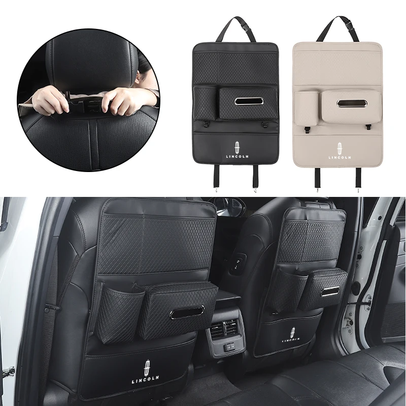 Car Anti-Kick Pad Seatback Organizer Trunk Storage Bag Accessories For Lincoln MKZ MKX Aviator Navigator Continental Corsair MKC