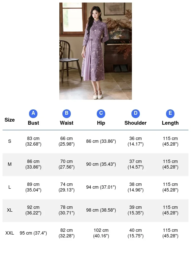 فستان Aodai Qipao المطبوع لخريف 2025 على الطراز الصيني الجديد فستان نسائي أنيق محسّن من تشيباو مثير للولائم Hanfu Vestidos Chesongam