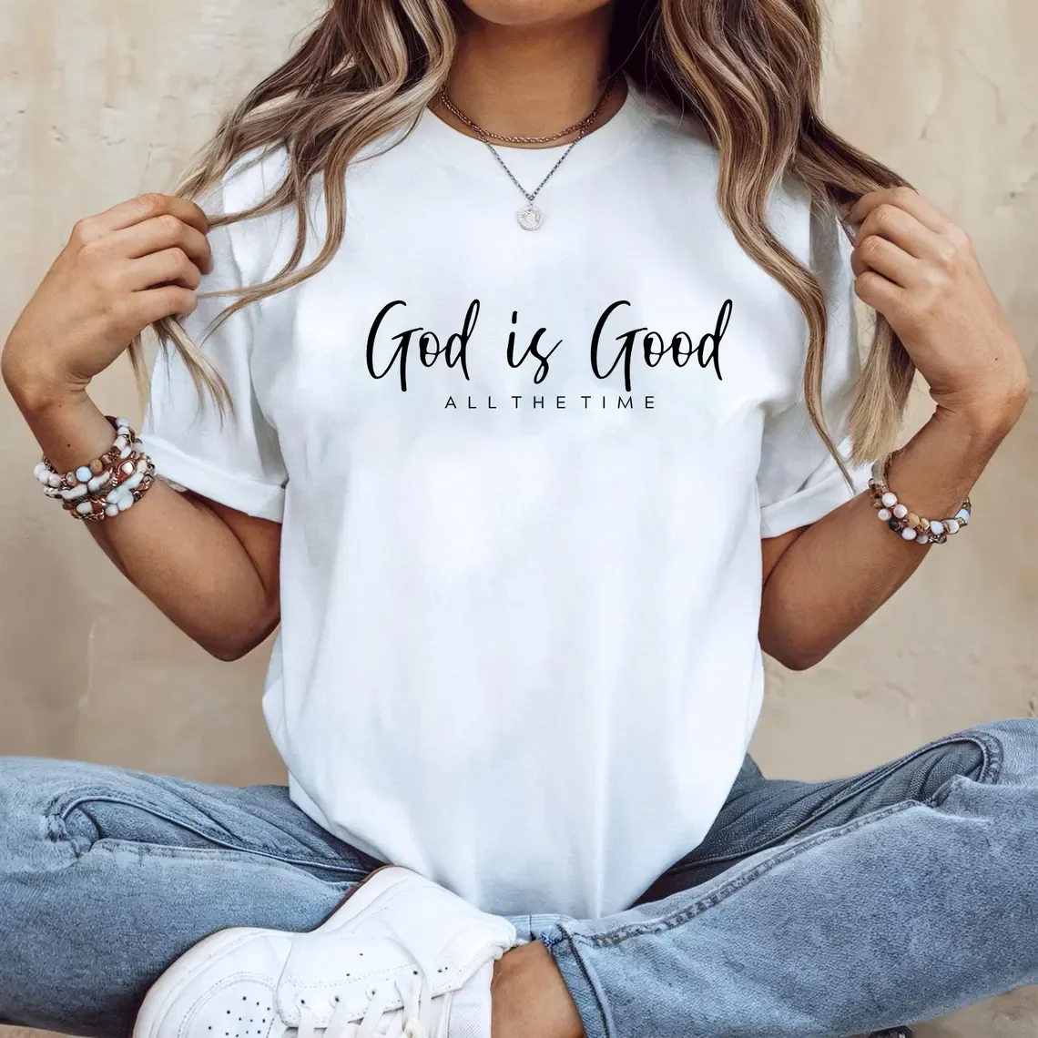 

Футболка «Бог хорош» (God Is Good), Футболка «Вечность» (Eternal T-shirt), Христианская футболка, Вдохновляющая футболка, Футболка с цитатой из Библии, Христианская футболка, Футболка с изображением Иисуса