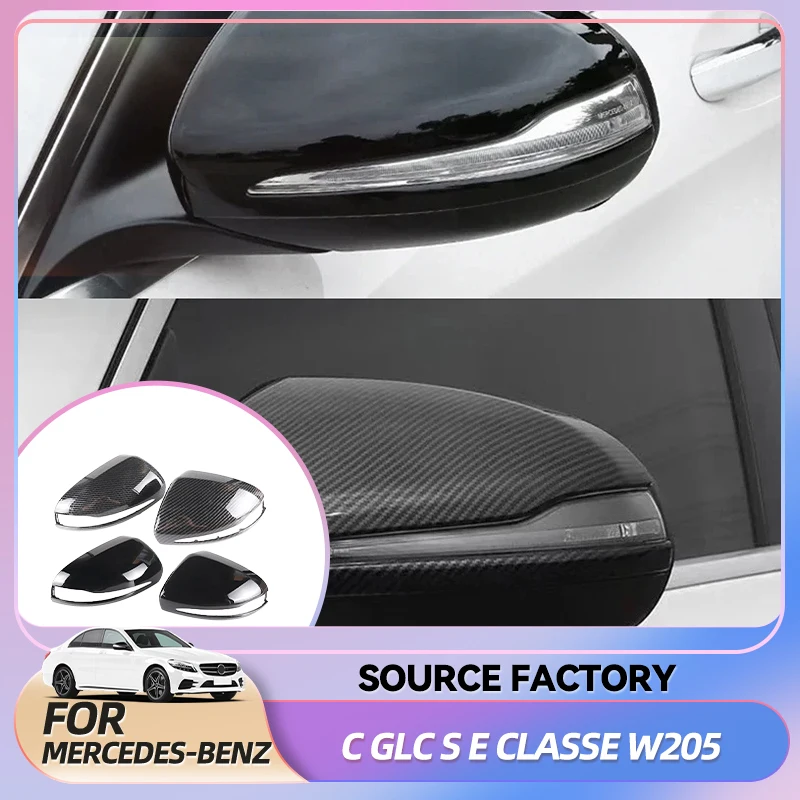 

Внутренние наклейки для Mercedes Benz C GLC S E Class W205 X253 W222 W213 W238 Сменная карбоновая черная боковая крышка зеркала заднего вида