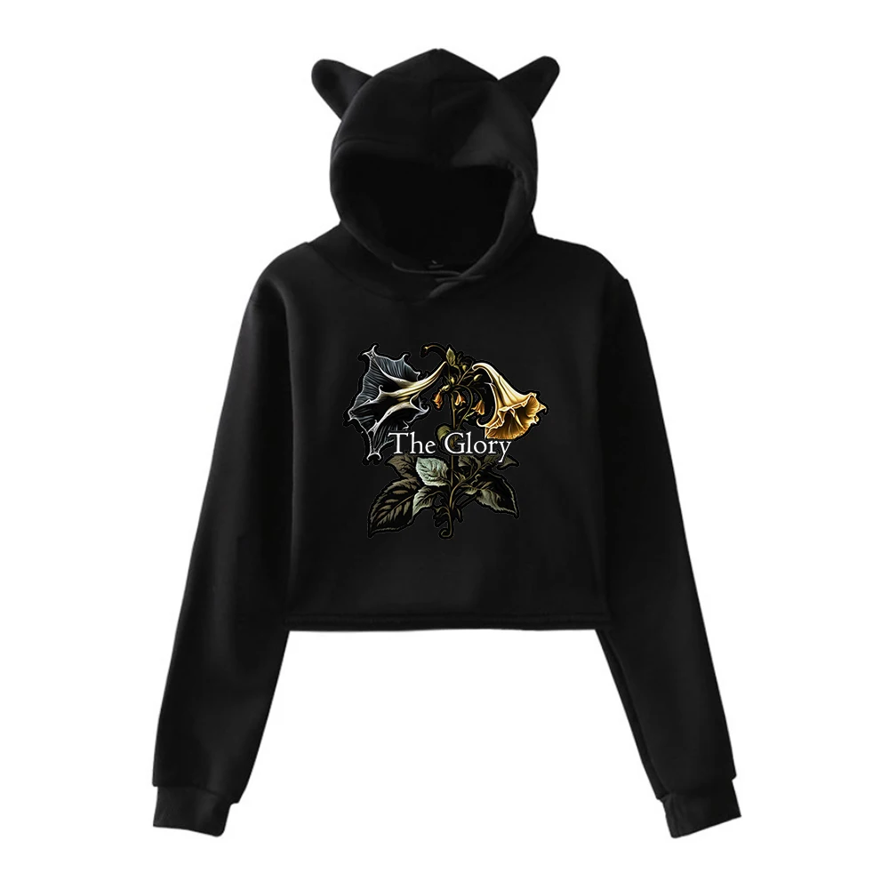 

Kdrama The Glory 2 Pullover Cat Ears Hoodie Long Sleeve Crop Top 2023 Casual Style Women's Clothes