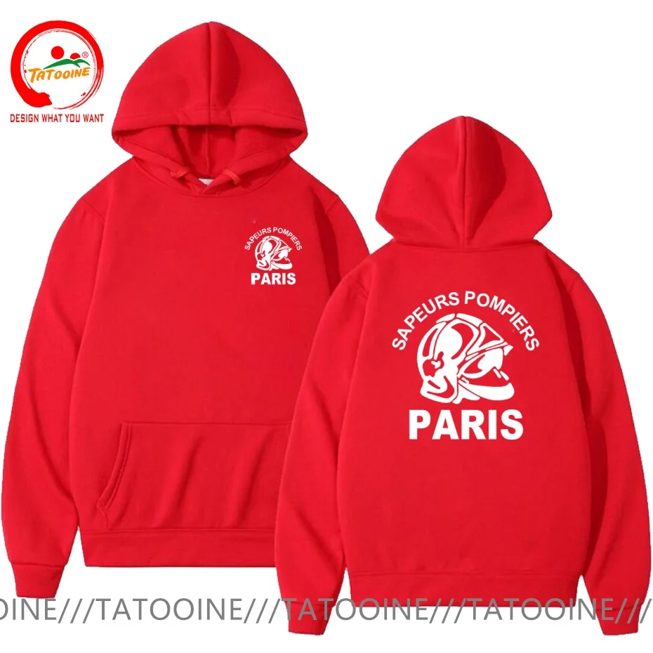 Camiseta masculina da brigada de bombeiros de Paris, França, com o tema «Sapeurs Pompiers», um modelo moderno e casual, ideal para o dia a dia.