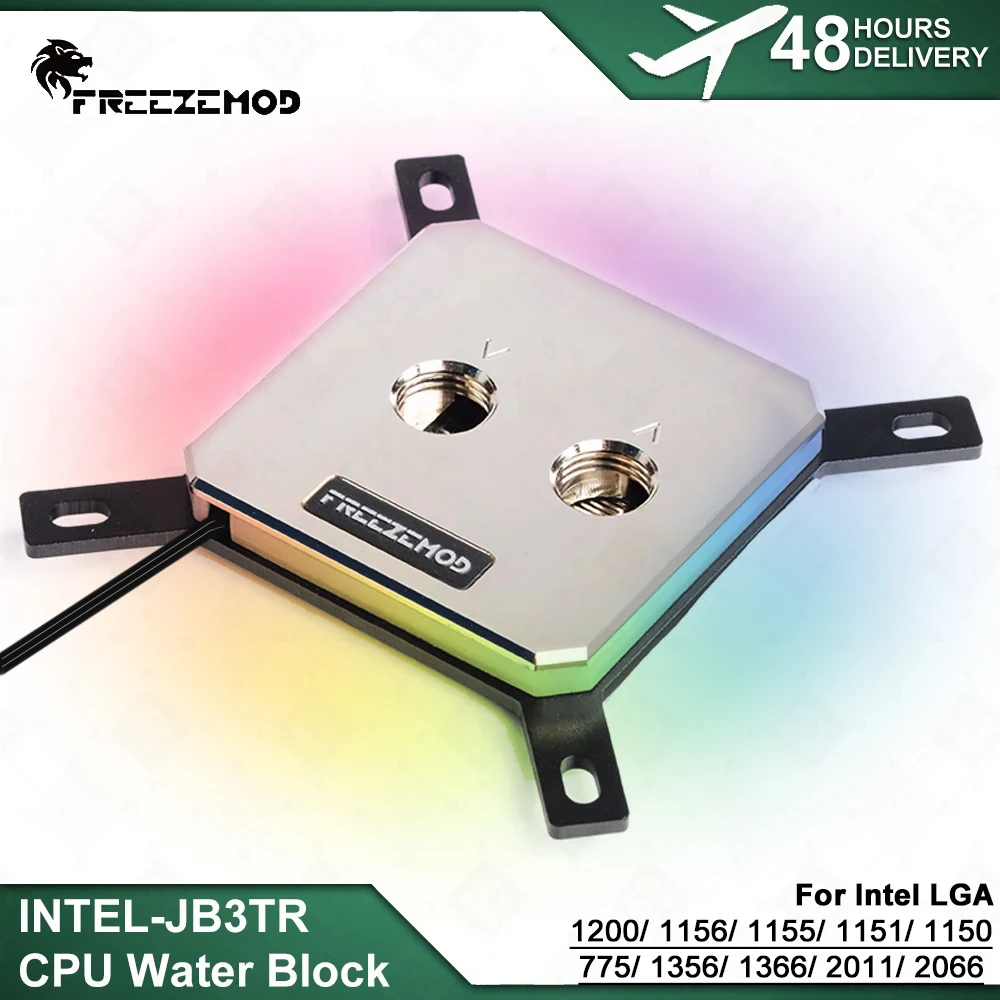 FREEZEMOD miedziany blok chłodzenia wodnego procesora 5V3PIN RGB Phantom AURA SYNC dla Intel LGA 1200/1156/1155/1150/2011/2066/775/1366 MOD