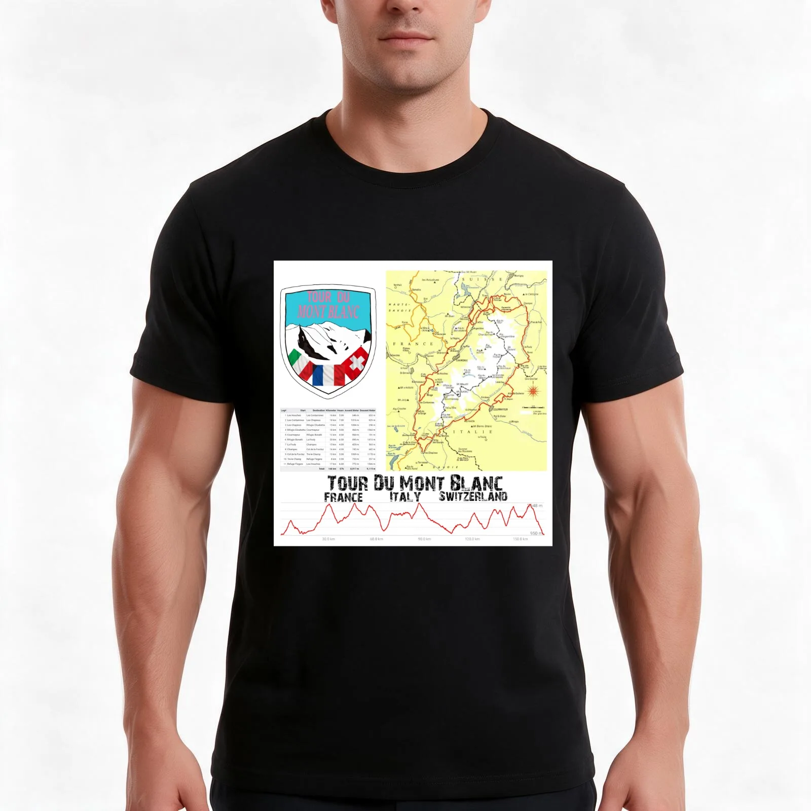 Tour Du Mont Blanc T-Shirt Summer Casual Cotton Tee Oversized Streetwear Tops Vintage Graphic Print Loose Fit Short Sleeve