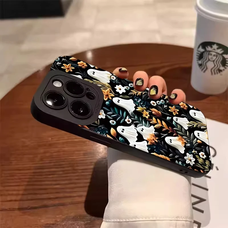 هالوين قسط اليقطين نمط جراب هاتف آيفون 17 16 15 14 13 12 11 برو ماكس 16 زائد 16E 17 الهواء لينة غطاء سيليكون